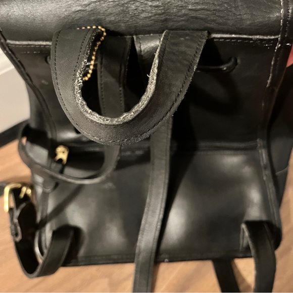 Coach Vintage Black Leather Drawstring Backpack 9791 - Picture 14 of 15